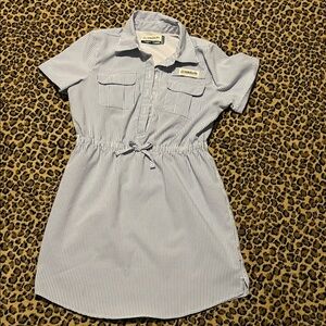 Magellan Girls size 12-14 White and Blue Striped Casual Dress